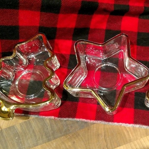 Vintage Indiana Glass Votive Holders, Candy/Nut Dishes Holiday Tree, Star & Bell - Picture 7 of 10